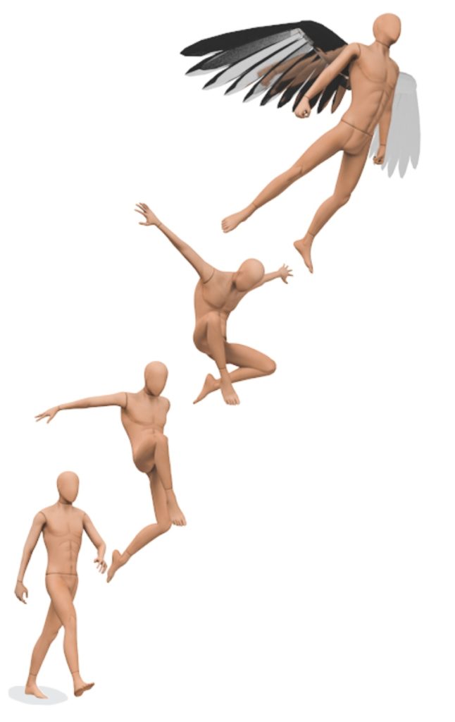 Escultura humana representando potencial y transformación